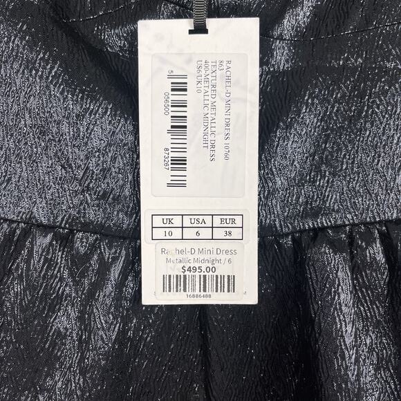 NWT Saloni Size 6 Rachel D Metallic Puff Sleeve Sweetheart Mini A-Line Dress - Picture 5 of 7